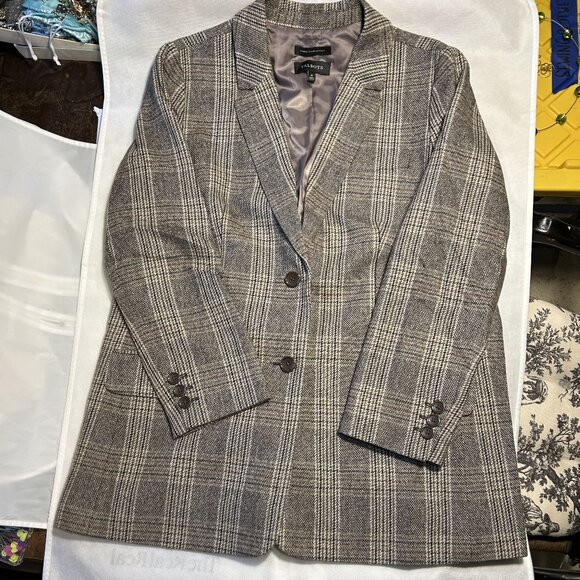 Talbot's Long Wool Blend Blazer - Glen Plaid - Picture 3 of 7